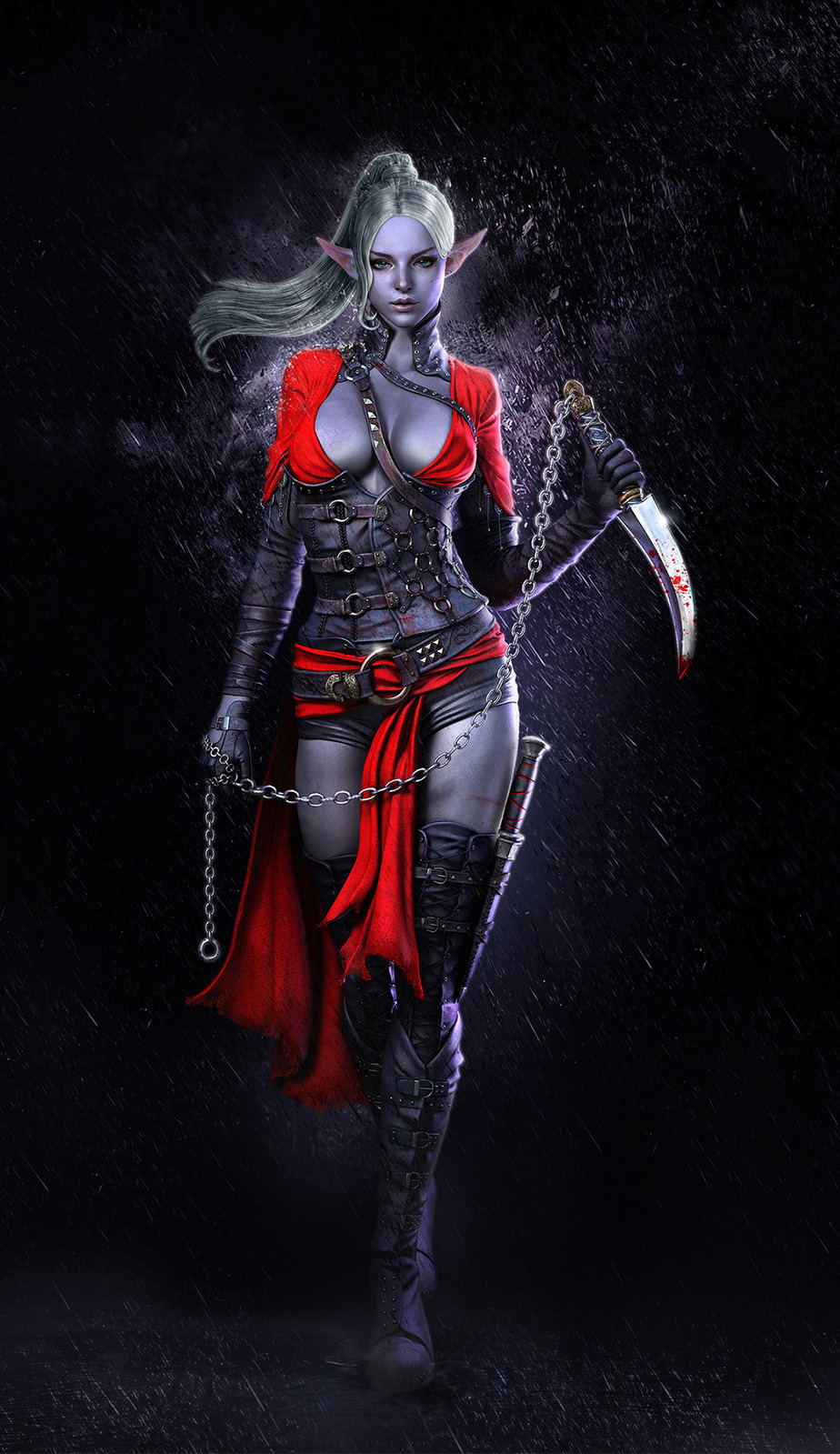 Dark Elf Assassin 3d Character Artwork By Mj Kim Fantasy Art Village
